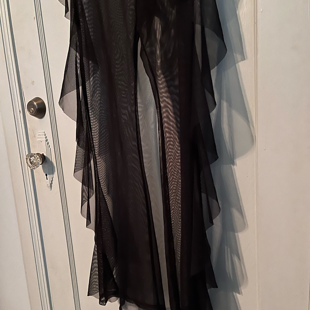 Black Sheer Ruffle Pants